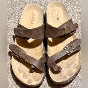 Arizona Jean Company Fairhaven Brown Double-Strap Toe Loop Sandals